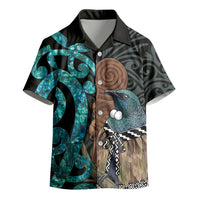 New Zealand Tui Bird Wahaika Kid Hawaiian Shirt Maori Weapon Paua Shell Koru Pattern LT22 - Polynesian Pride