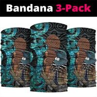 New Zealand Tui Bird Wahaika Neck Gaiter Maori Weapon Paua Shell Koru Pattern