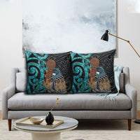 New Zealand Tui Bird Wahaika Pillow Cover Maori Weapon Paua Shell Koru Pattern