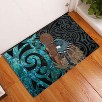 New Zealand Tui Bird Wahaika Rubber Doormat Maori Weapon Paua Shell Koru Pattern