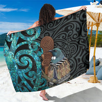 New Zealand Tui Bird Wahaika Sarong Maori Weapon Paua Shell Koru Pattern