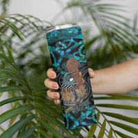 New Zealand Tui Bird Wahaika Skinny Tumbler Maori Weapon Paua Shell Koru Pattern