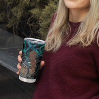 New Zealand Tui Bird Wahaika Tumbler Cup Maori Weapon Paua Shell Koru Pattern