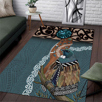 New Zealand Tui Bird Maripi Area Rug Maori Weapon Kowhaiwhai Pattern