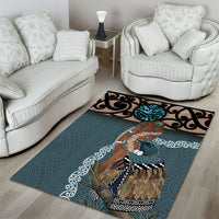 New Zealand Tui Bird Maripi Area Rug Maori Weapon Kowhaiwhai Pattern