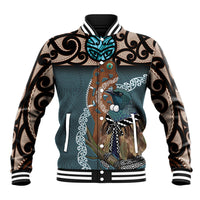 New Zealand Tui Bird Maripi Baseball Jacket Maori Weapon Kowhaiwhai Pattern