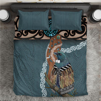 New Zealand Tui Bird Maripi Bedding Set Maori Weapon Kowhaiwhai Pattern