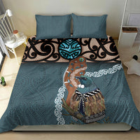 New Zealand Tui Bird Maripi Bedding Set Maori Weapon Kowhaiwhai Pattern