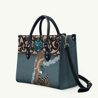 New Zealand Tui Bird Maripi Leather Bag Maori Weapon Kowhaiwhai Pattern