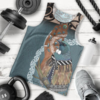 New Zealand Tui Bird Maripi Men Tank Top Maori Weapon Kowhaiwhai Pattern
