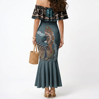 New Zealand Tui Bird Maripi Mermaid Dress Maori Weapon Kowhaiwhai Pattern LT22 - Polynesian Pride