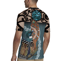 New Zealand Tui Bird Maripi Rugby Jersey Maori Weapon Kowhaiwhai Pattern