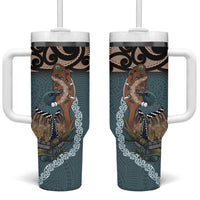 New Zealand Tui Bird Maripi Tumbler With Handle Maori Weapon Kowhaiwhai Pattern