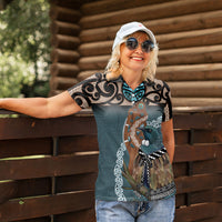 New Zealand Tui Bird Maripi Women Polo Shirt Maori Weapon Kowhaiwhai Pattern