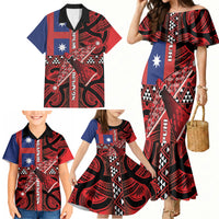 Aotearoa Iwi Ngapuhi Family Matching Mermaid Dress and Hawaiian Shirt Tuhoronuku Kite United Tribes Flag Maori Pattern LT22 - Polynesian Pride