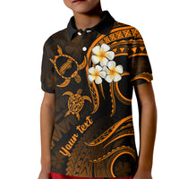 Personalised Niihau Hawaii Kid Polo Shirt Polynesian Tattoo and Pacific Plumeria Gold Vibe LT9 Kid Gold - Polynesian Pride