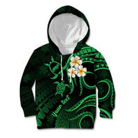 Personalised Niihau Hawaii Kid Hoodie Polynesian Tattoo and Pacific Plumeria Green Vibe LT9 Hoodie Green - Polynesian Pride