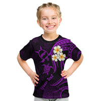 Personalised Niihau Hawaii Kid T Shirt Polynesian Tattoo and Pacific Plumeria Purple Vibe LT9 Purple - Polynesian Pride