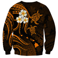 Personalised Molokai Hawaii Sweatshirt Polynesian Tattoo and Pacific Plumeria Gold Vibe LT9 - Polynesian Pride