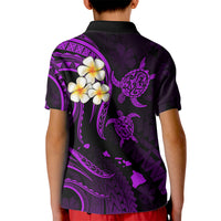 Personalised Molokai Hawaii Kid Polo Shirt Polynesian Tattoo and Pacific Plumeria Purple Vibe LT9 - Polynesian Pride