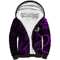 Personalised Molokai Hawaii Sherpa Hoodie Polynesian Tattoo and Pacific Plumeria Purple Vibe LT9 Unisex Purple - Polynesian Pride