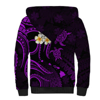Personalised Molokai Hawaii Sherpa Hoodie Polynesian Tattoo and Pacific Plumeria Purple Vibe LT9 - Polynesian Pride