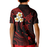 Personalised Molokai Hawaii Kid Polo Shirt Polynesian Tattoo and Pacific Plumeria Red Vibe LT9 - Polynesian Pride
