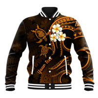 Personalised Lanai Hawaii Baseball Jacket Polynesian Tattoo and Pacific Plumeria Gold Vibe LT9 Unisex Gold - Polynesian Pride