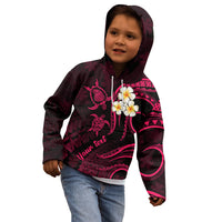 Personalised Lanai Hawaii Kid Hoodie Polynesian Tattoo and Pacific Plumeria Pink Vibe LT9 - Polynesian Pride