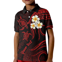 Personalised Lanai Hawaii Kid Polo Shirt Polynesian Tattoo and Pacific Plumeria Red Vibe LT9 Kid Red - Polynesian Pride