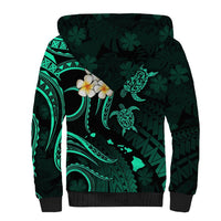 Personalised Lanai Hawaii Sherpa Hoodie Polynesian Tattoo and Pacific Plumeria Turquoise Vibe LT9 - Polynesian Pride
