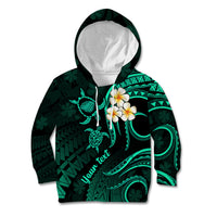 Personalised Kauai Hawaii Kid Hoodie Polynesian Tattoo and Pacific Plumeria Turquoise Vibe LT9 Hoodie Turquoise - Polynesian Pride