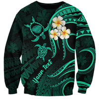 Personalised Kauai Hawaii Sweatshirt Polynesian Tattoo and Pacific Plumeria Turquoise Vibe LT9 Unisex Turquoise - Polynesian Pride
