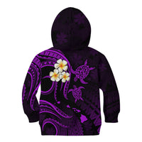 Personalised Kahoolawe Hawaii Kid Hoodie Polynesian Tattoo and Pacific Plumeria Purple Vibe LT9 - Polynesian Pride
