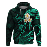 Custom Kahoolawe Hawaii Hoodie Polynesian Tattoo and Pacific Plumeria Turquoise Vibe LT9 Pullover Hoodie Turquoise - Polynesian Pride