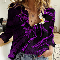 Hawaii Women Casual Shirt Maui Islands Pacific Plumeria Purple Vibe LT9 Female Purple - Polynesian Pride