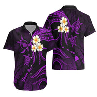 Personalised Maui Hawaii Hawaiian Shirt Polynesian Tattoo and Pacific Plumeria Purple Vibe LT9 - Polynesian Pride