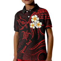 Personalised Maui Hawaii Kid Polo Shirt Polynesian Tattoo and Pacific Plumeria Red Vibe LT9 Kid Red - Polynesian Pride
