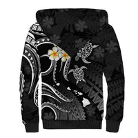 Personalised Maui Hawaii Sherpa Hoodie Polynesian Tattoo and Pacific Plumeria White Vibe LT9 - Polynesian Pride