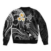 Personalised Maui Hawaii Sleeve Zip Bomber Jacket Polynesian Tattoo and Pacific Plumeria White Vibe LT9 - Polynesian Pride