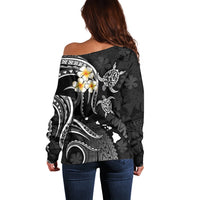 Hawaii Off Shoulder Sweater Oahu Islands Pacific Plumeria White Vibe LT9 - Polynesian Pride