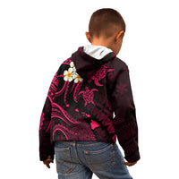 Personalised Oahu Hawaii Kid Hoodie Polynesian Tattoo and Pacific Plumeria Pink Vibe LT9 - Polynesian Pride