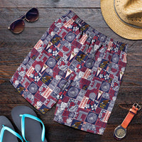 Manuia le Kerisimasi American Samoa Shorts for Men Pacific Patchwork Xmas Vibes LT9 Blue - Polynesian Pride