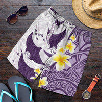 Maori Manta Ray Plumeria Deep Purple Shorts for Men LT01 Purple - Polynesian Pride