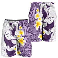 Maori Manta Ray Plumeria Deep Purple Shorts for Men LT01 - Polynesian Pride