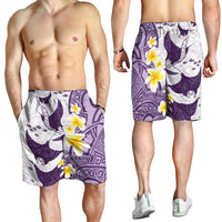 Maori Manta Ray Plumeria Deep Purple Shorts for Men - Polynesian Pride