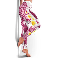 Maori Manta Ray Plumeria Royal Pink Leggings - Polynesian Pride
