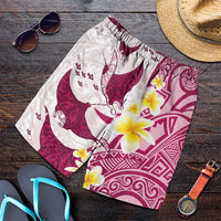 Maori Manta Ray Plumeria Royal Pink Shorts for Men - Polynesian Pride