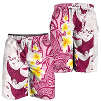 Maori Manta Ray Plumeria Royal Pink Shorts for Men LT01 - Polynesian Pride