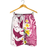 Maori Manta Ray Plumeria Royal Pink Shorts for Men LT01 - Polynesian Pride